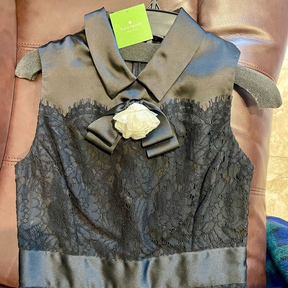 NWT Kate Spade Lace dress Aline sleeveless Floral Black On pointe pattern Size:4 - Picture 2 of 16